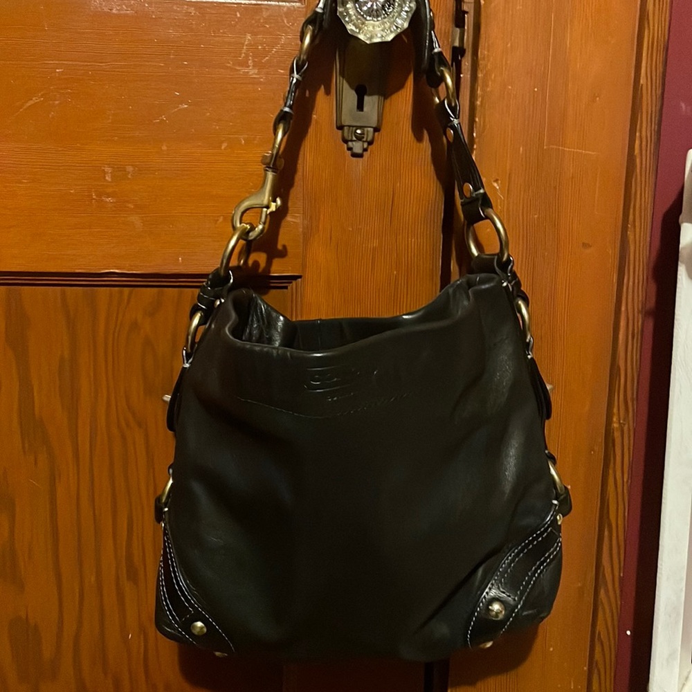 NWOT coach, black leather Carly bag